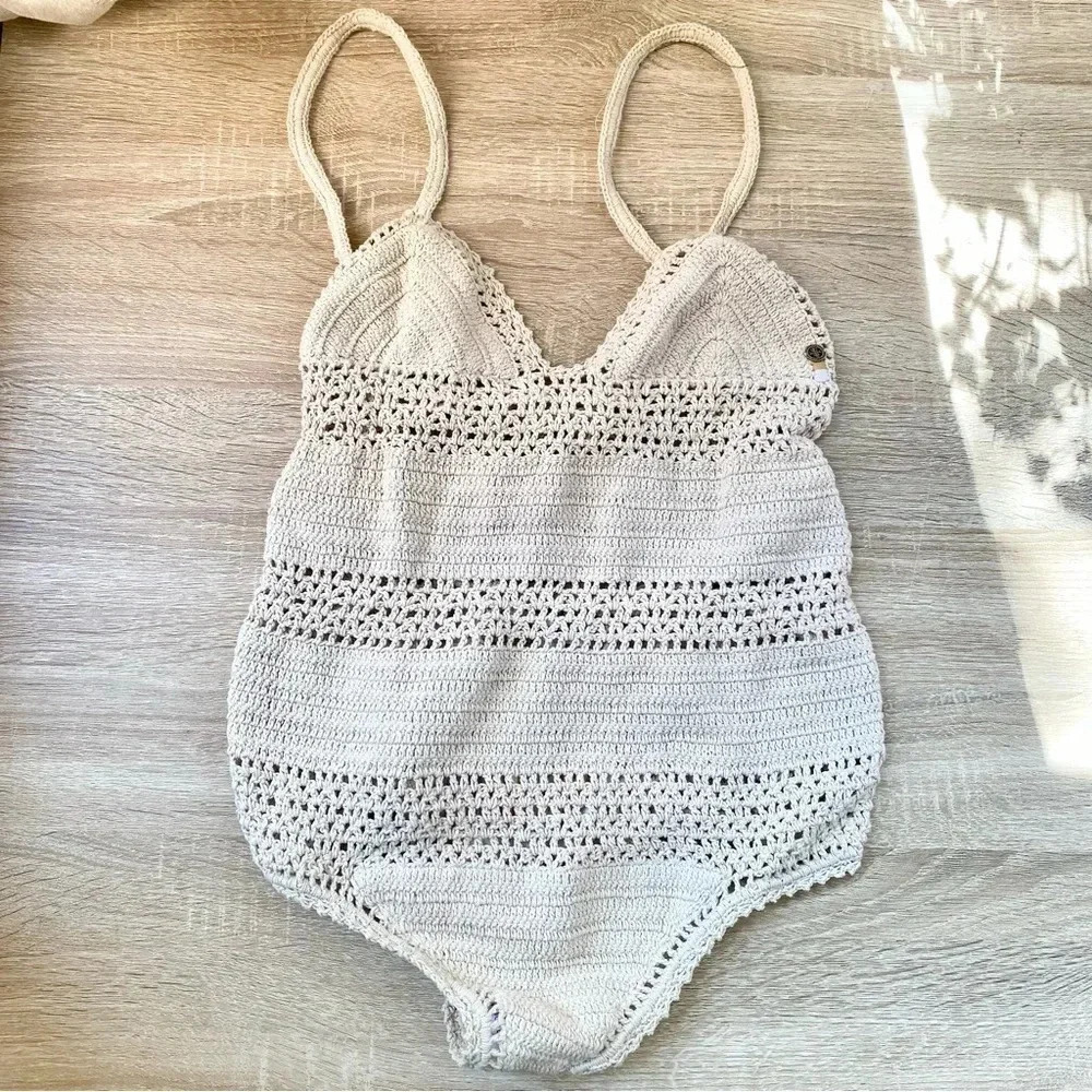 New Free People She Made Me Essential Babydoll One Piece Crochet Swimsuit Large